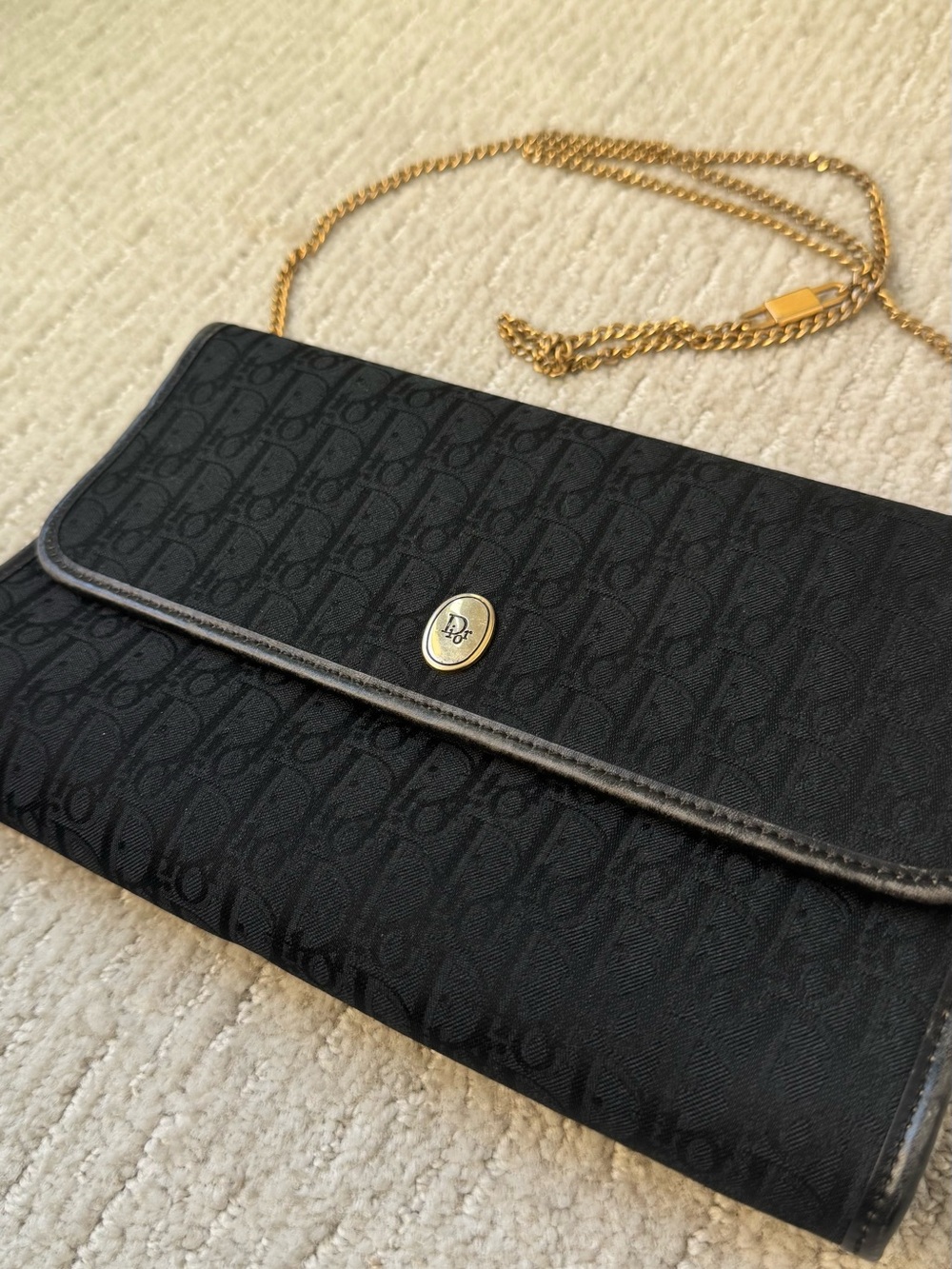 Vintage Christian Dior Black Trotter Monogram Crossbody Bag